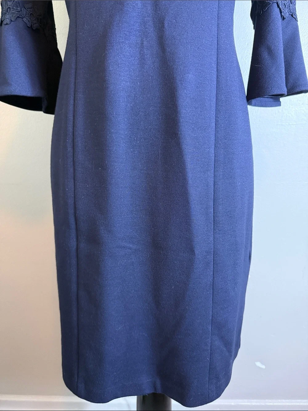 Talbots Navy Floral-Trim Sheath Dress Sz 6P